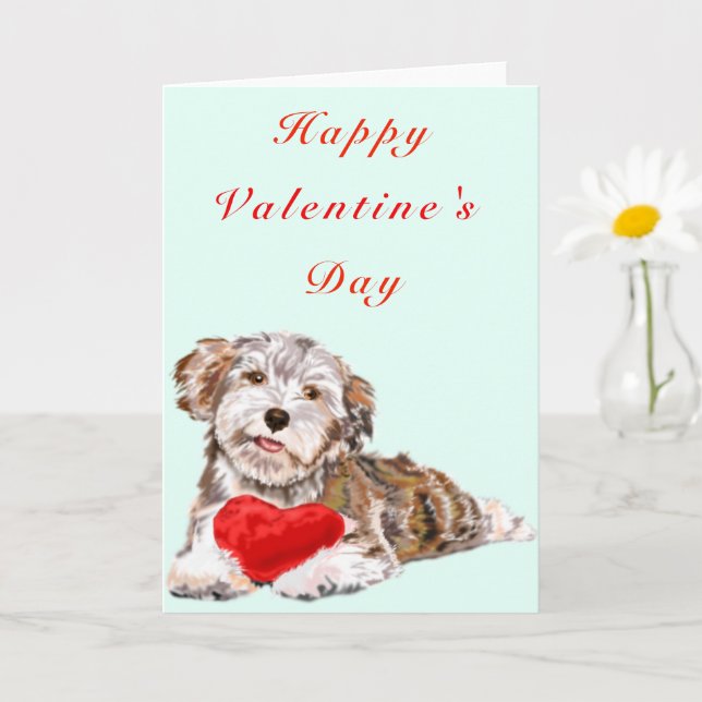 Valentine's Day Card Cute Pet Dog with Heart Gift (Small Plant)