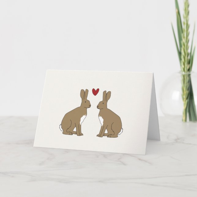 Valentine's Day Card Cute Rabbits (Front)