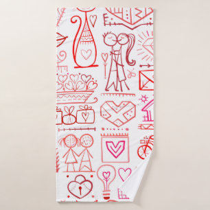 Valentine's day card design. Love and Wedding seam Bath Towel