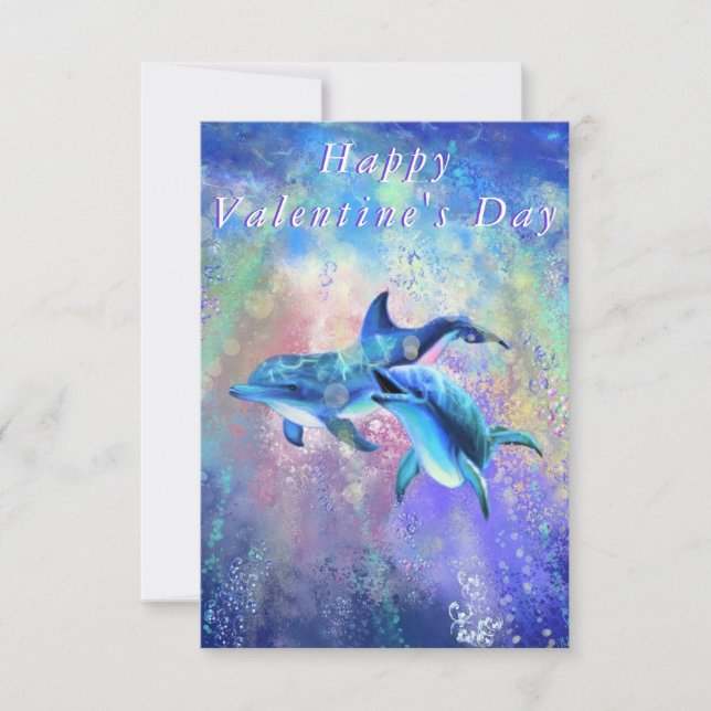 Valentine's Day Card Dolphin Couple Love (Front)