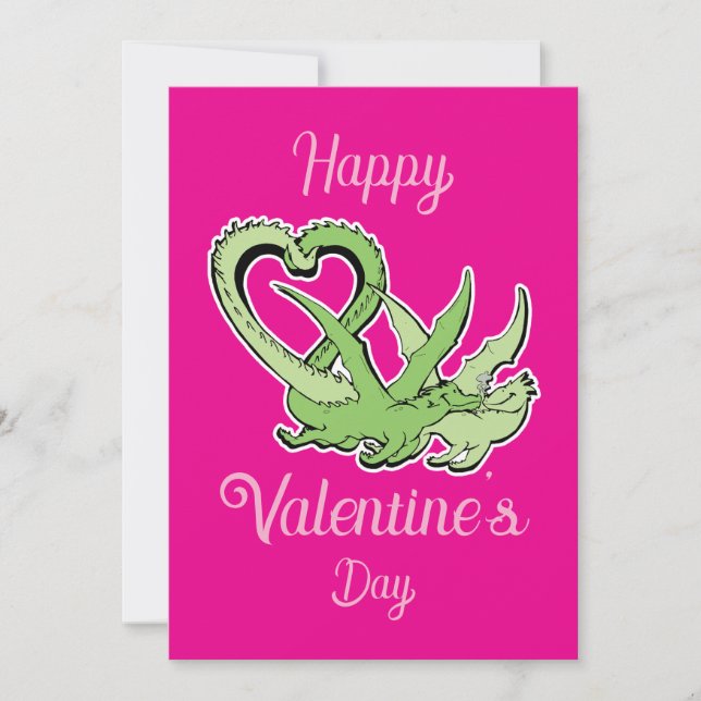 Valentine's Day Card Dragons Lovers Tail of Heart (Front)