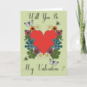 Valentine's Day Card - Flower Heart Green
