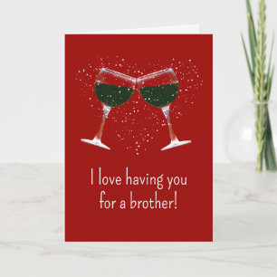 Valentine's Day Card for Brother Wine Funny