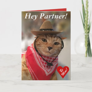 Valentine's Day card for cat lovers and cowboys!