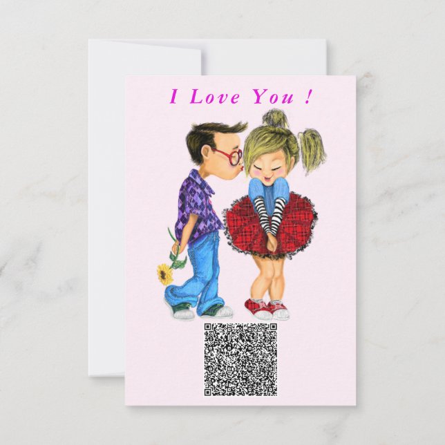 Valentine's Day Card Romantic Couple QR Code Wish (Back)