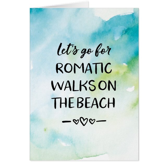 Valentines Day card, romantic walks on the beach (Front)