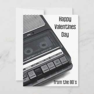 Valentine's day card, tape recorder 80's holiday card