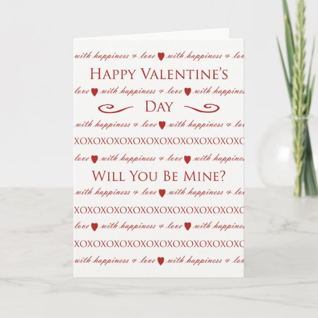 Valentine's Day Card, Will You be Mine? Holiday Card (Front)