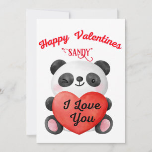Valentine's Day card with an adorable panda bear