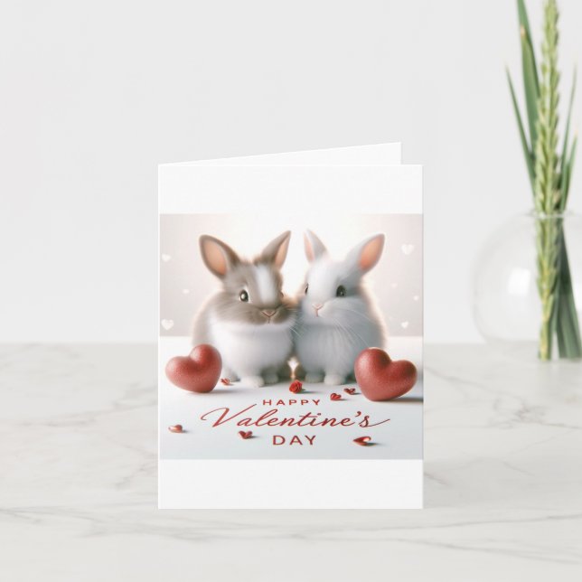 Valentine's Day card with bunnies (Front)