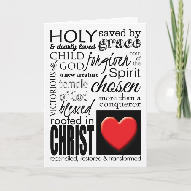 Valentine's Day Card with Christian Word Collage (Front)