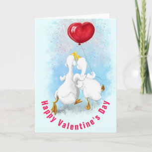 Valentine's Day Card with Couple Duck Love