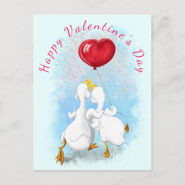 Valentine's Day Card with Couple Duck Love (Front)