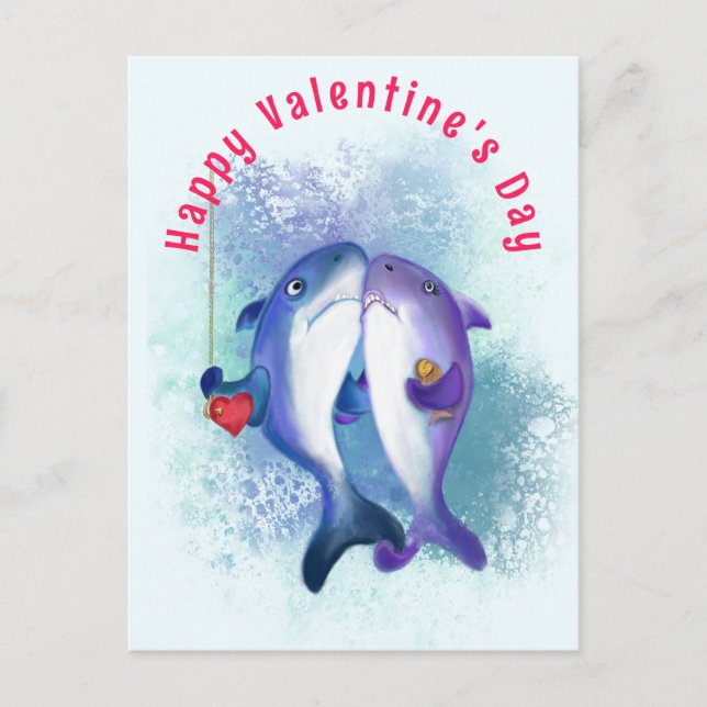 Valentine's Day Card with Couple Shark Love Funny (Front)