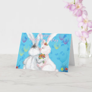 Valentine's Day Card with Cute Couple Bunny Love