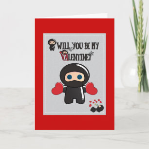 Valentine's Day Card with Cute Ninja Characters