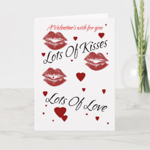 Valentine's Day Card With Hearts And Kisses