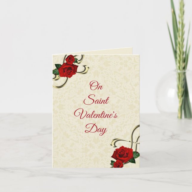 Valentine's Day Card with Red Roses (Front)
