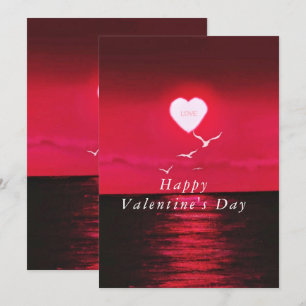 Valentine's Day Card with Romantic Sea Sunset