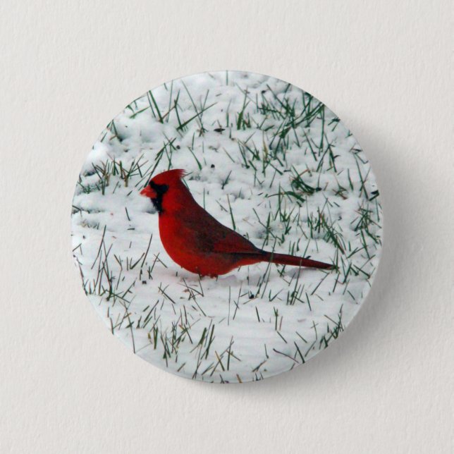 Valentine's Day Cardinal  Classic Round Sticker 2 Inch Round Button (Front)