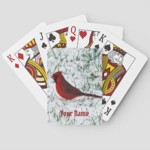 Valentine's Day Cardinal  Classic Round Sticker Playing Cards
