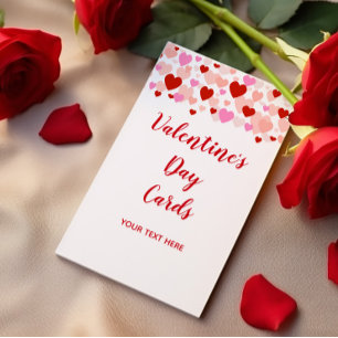 Valentine's Day Cards with Red & Pink Hearts
