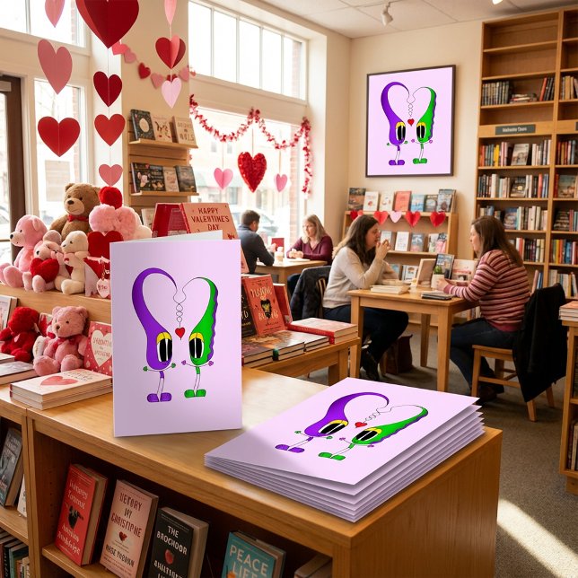 Valentine's Day Cartoon Character Holiday Card (Hey there! Take a look at this most excellent cartoon Valentine's Day card)