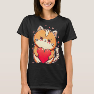 Valentine's Day Cat Cute Cat Holding a Heart T-Shirt