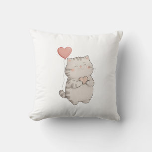 Valentine's Day Cat Hearts Expression of Love Throw Pillow