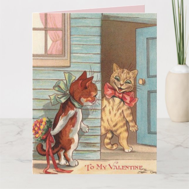 VALENTINE'S DAY CAT LOUIS WAIN GREETING CARD (Front)