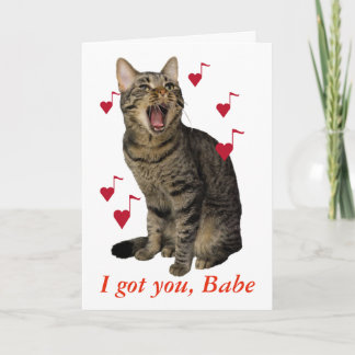 Valentine's Day cat singing Holiday Card