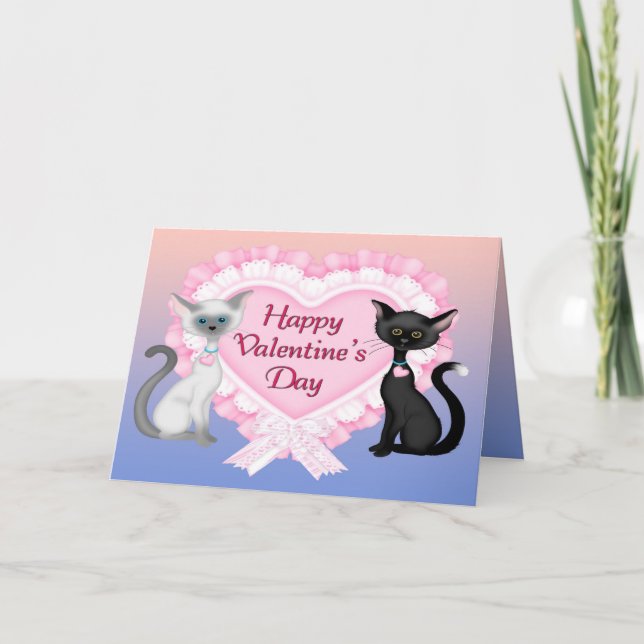 Valentine's Day Cats Greeting Card (Front)