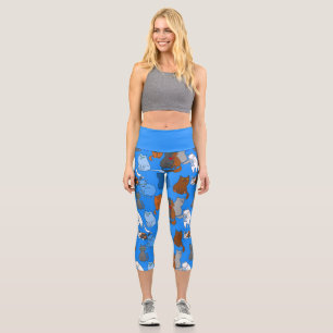 valentines day cats heart blue capri leggings