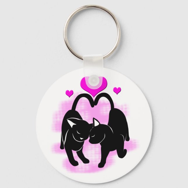 Valentines Day Cats Keychain (Front)