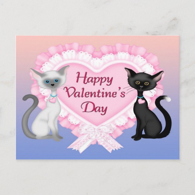 Valentine's Day Cats Postcard (Front)