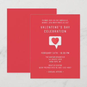 Valentine's Day Celebration Cute Modern Red Heart Invitation