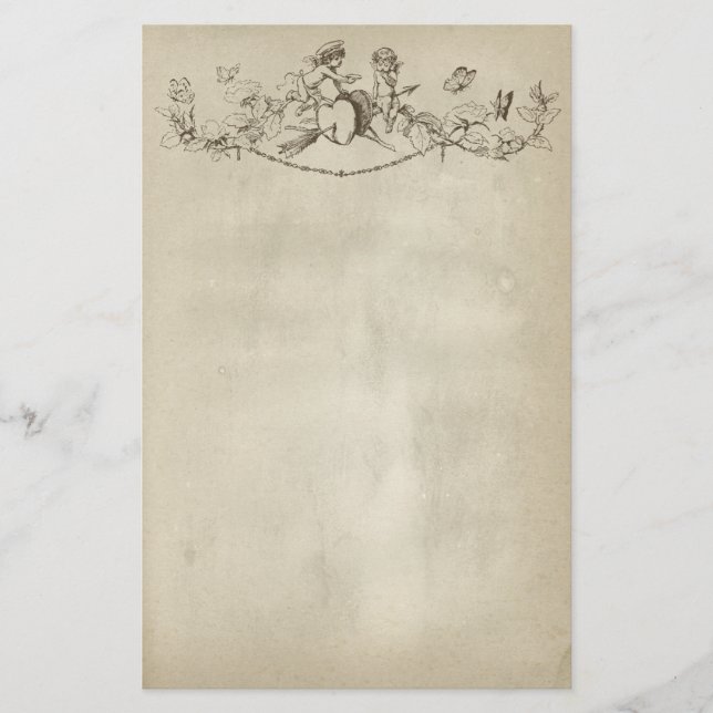 Valentine's Day Cherubs Stationery Paper (Front)