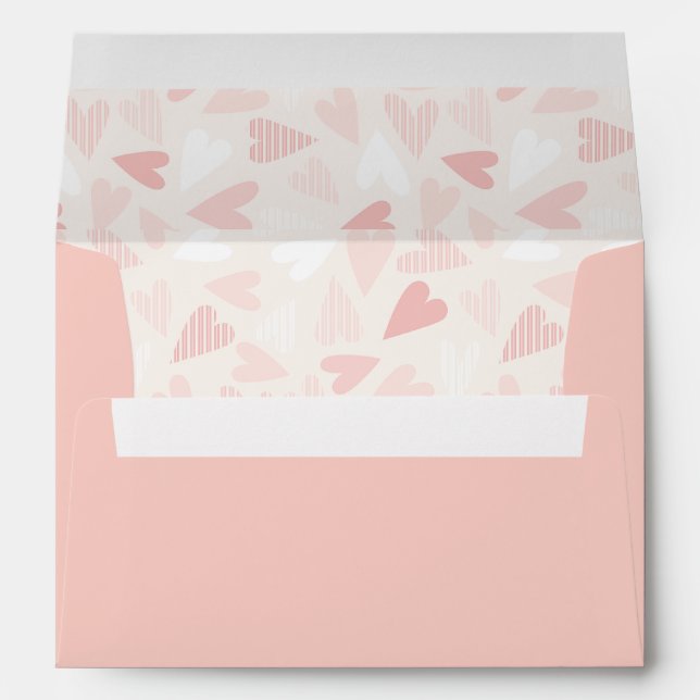 Valentine's Day Chic Pink Hearts Envelope (Back (Bottom))