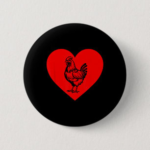 Valentines Day Chicken Farmers Funny Chicken Heart 2 Inch Round Button