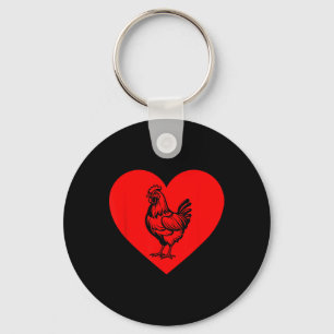 Valentines Day Chicken Farmers Funny Chicken Heart Keychain