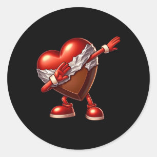 Valentine's Day Chocolate Heart Dabbing Design Classic Round Sticker