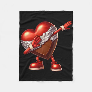 Valentine's Day Chocolate Heart Dabbing Design  Fleece Blanket
