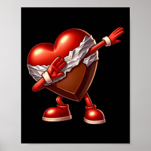 Valentine's Day Chocolate Heart Dabbing Design Poster