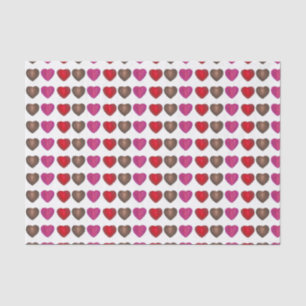 Valentine's Day Chocolate Heart Pink Red Brown Tissue Paper