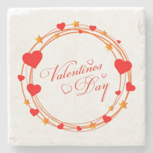 Valentine's Day Circle Design-25695 Stone Coaster