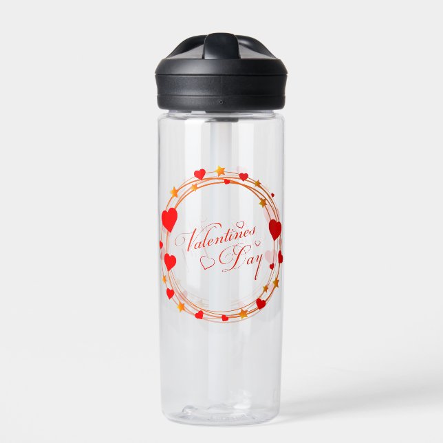 Valentine's Day Circle Design-25695 Water Bottle (Front)