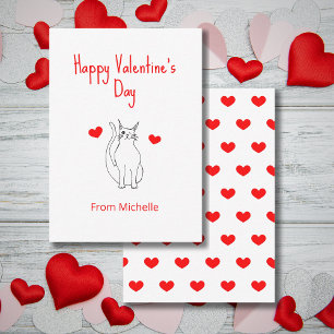 Valentine's Day Classroom Party Hearts Cute Cat  Card