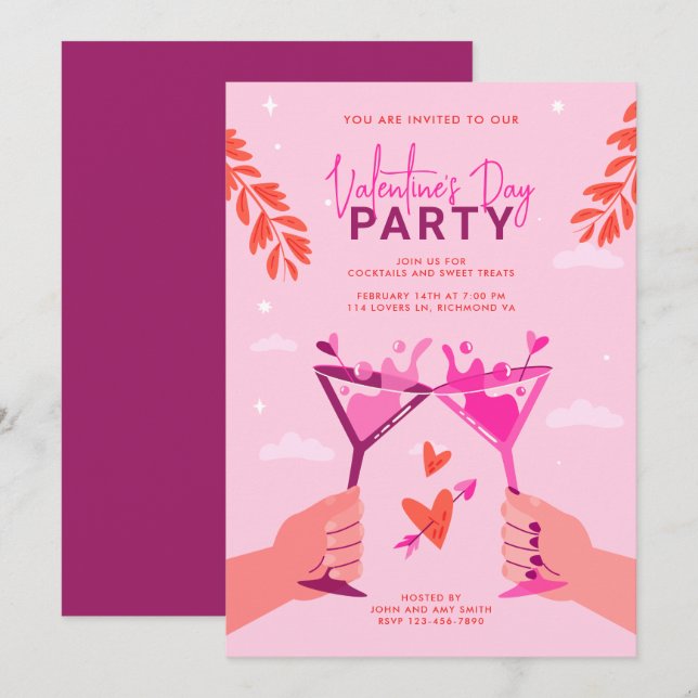 Valentines Day Cocktail Party Invitation (Front/Back)