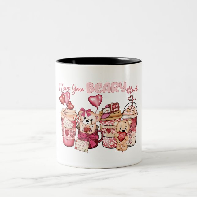 Valentine's Day Coffee 2024 i love u Two-Tone Coffee Mug (Center)