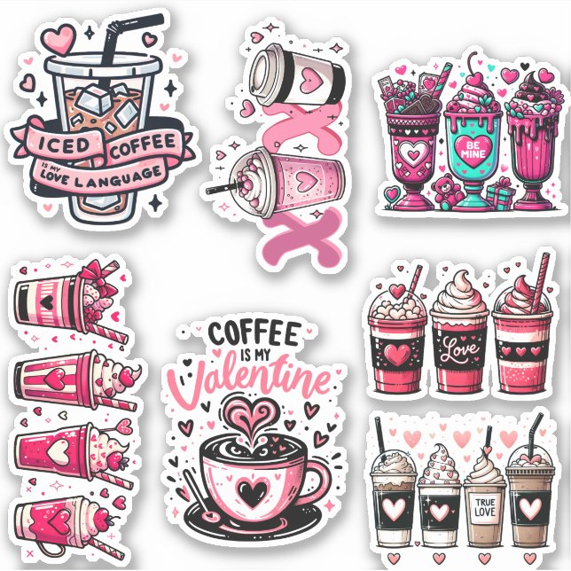 Valentine's day coffee sticker pack (Front)